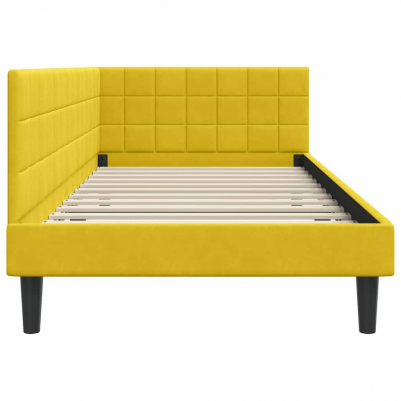 Rama łóżka narożnego Z zagłówkiem Żółty 90 cm x 190 cm Aksamit