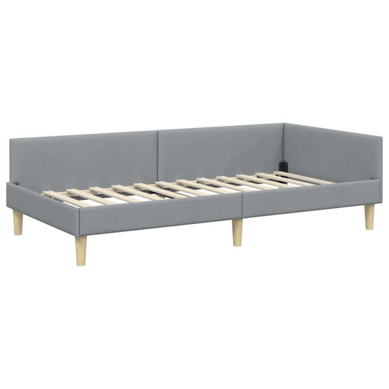 Rama łóżka narożnego Jasnoszary 80 x 200 cm tkanina