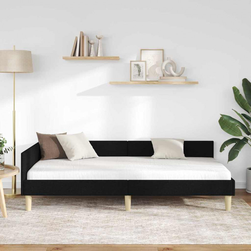 Rama łóżka narożnego Czarny 80 x 200 cm tkanina