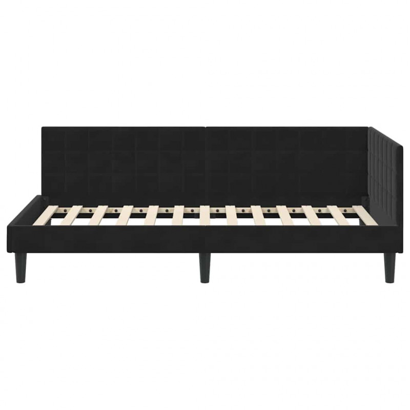 Rama łóżka narożnego Z zagłówkiem Czarny 90 cm x 200 cm Aksamit
