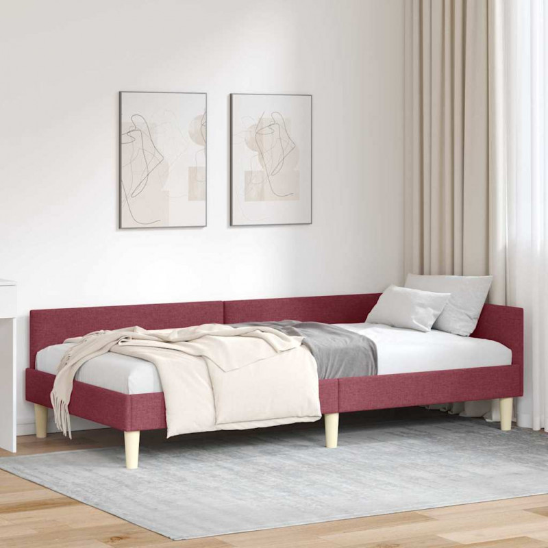 Rama łóżka narożnego Czerwone wino 90 x 190 cm tkanina