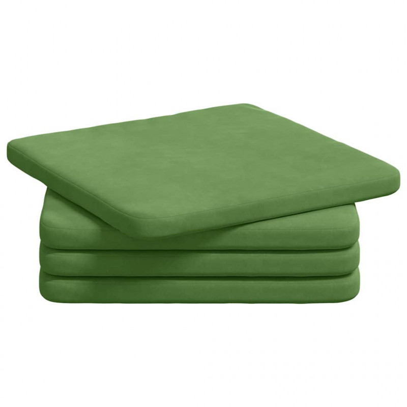 Poduszki na siedziska 4 pcs Jasnozielony 40 x 40 x 3 cm Aksamit