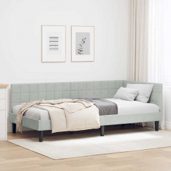 Rama łóżka narożnego Jasnoszary 100 cm x 200 cm Aksamit