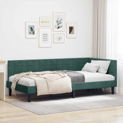 Rama łóżka narożnego Ciemna zieleń 100 cm x 200 cm Aksamit
