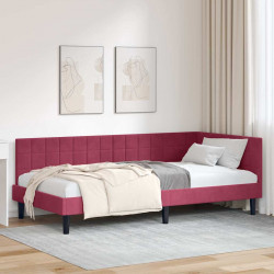 Rama łóżka narożnego Czerwone wino 100 cm x 200 cm Aksamit