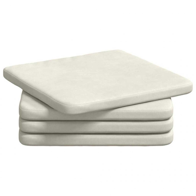 Poduszki na siedziska 4 pcs Kremowy 40 x 40 x 3 cm Aksamit