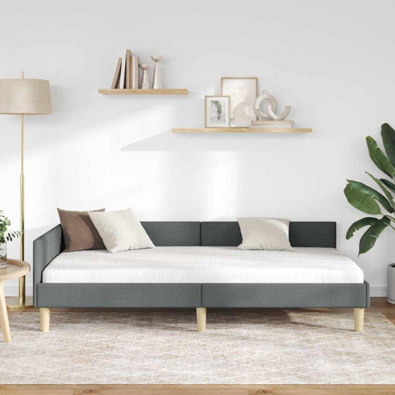 Rama łóżka narożnego Ciemnoszary 90 x 200 cm tkanina