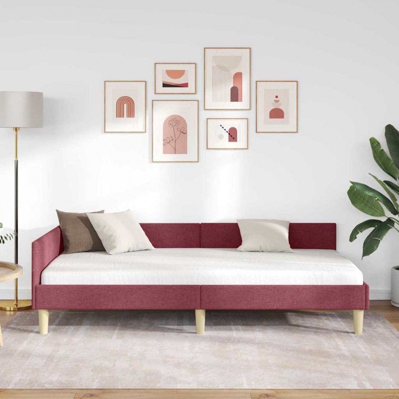 Rama łóżka narożnego Czerwone wino 90 x 200 cm tkanina