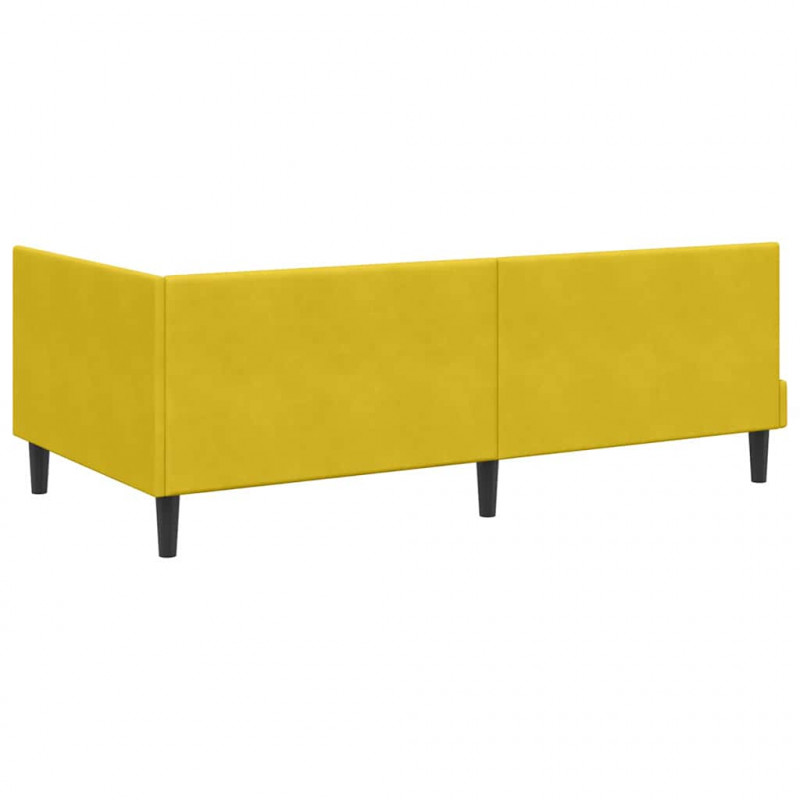 Rama łóżka narożnego Z zagłówkiem Żółty 100 cm x 200 cm Aksamit