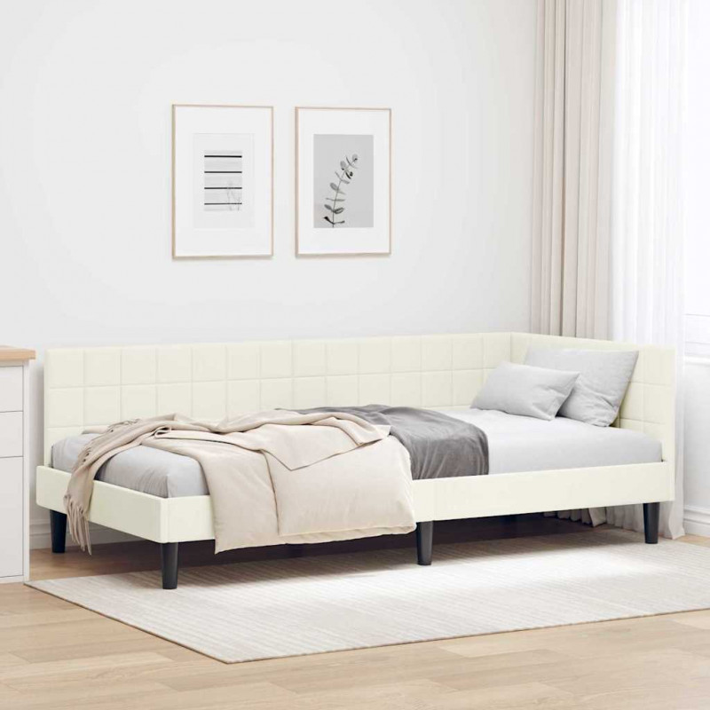 Rama łóżka narożnego Kremowy 100 cm x 200 cm Aksamit
