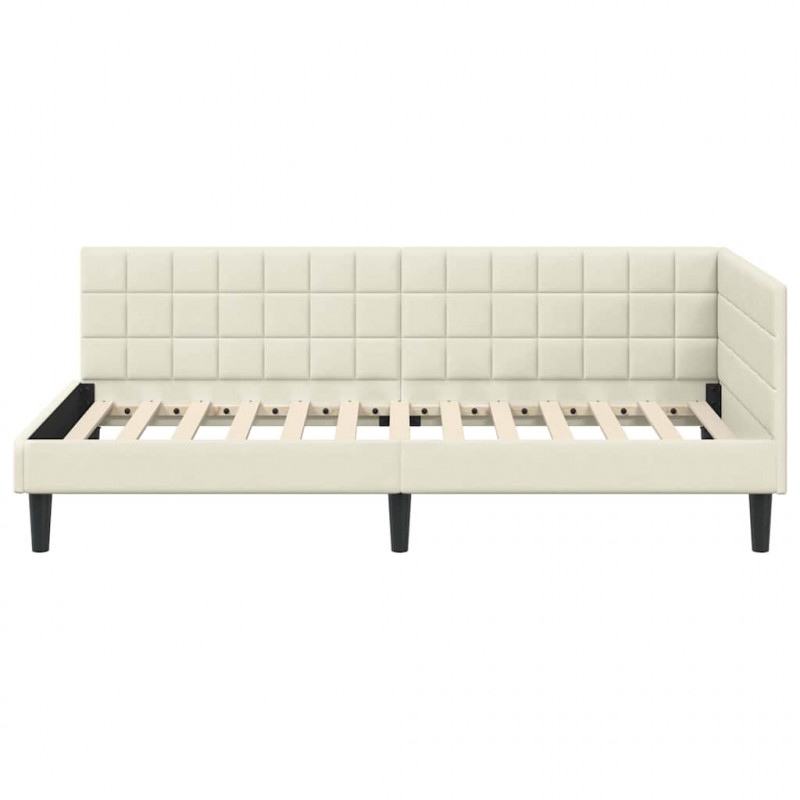 Rama łóżka narożnego Kremowy 100 cm x 200 cm Aksamit