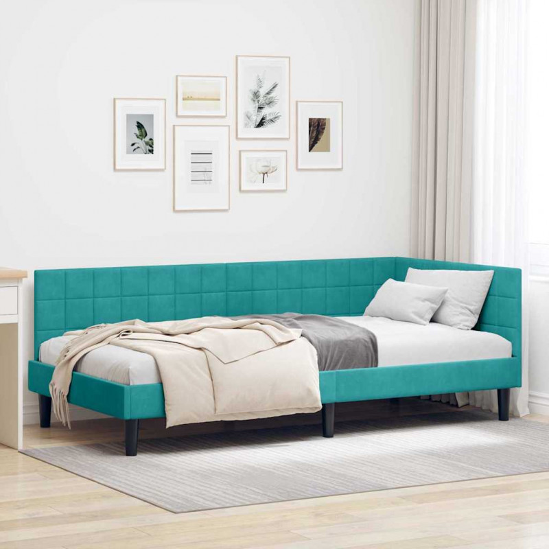 Rama łóżka narożnego Turkusowy 100 cm x 200 cm Aksamit