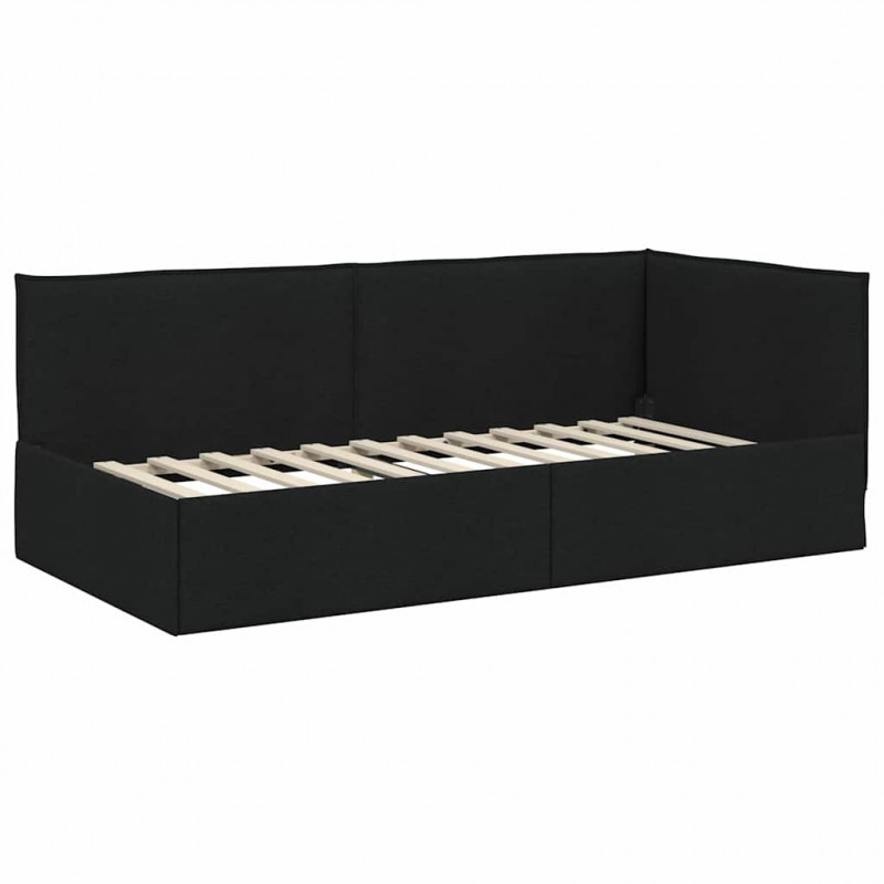 Rama łóżka narożnego Z zagłówkiem Czarny 80 x 200 cm tkanina