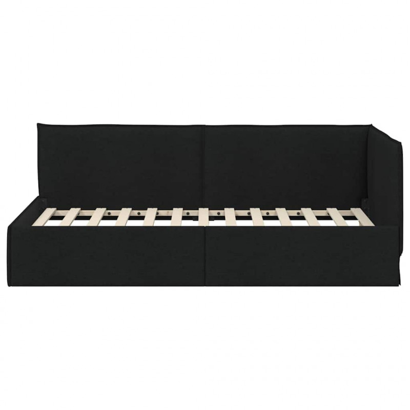 Rama łóżka narożnego Z zagłówkiem Czarny 80 x 200 cm tkanina