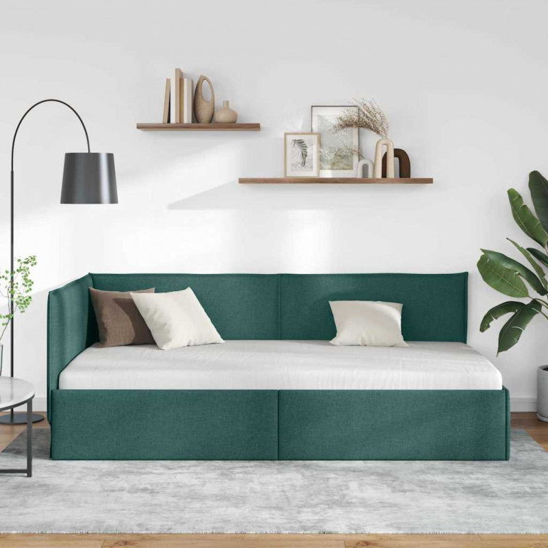 Rama łóżka narożnego Ciemna zieleń 80 x 200 cm tkanina