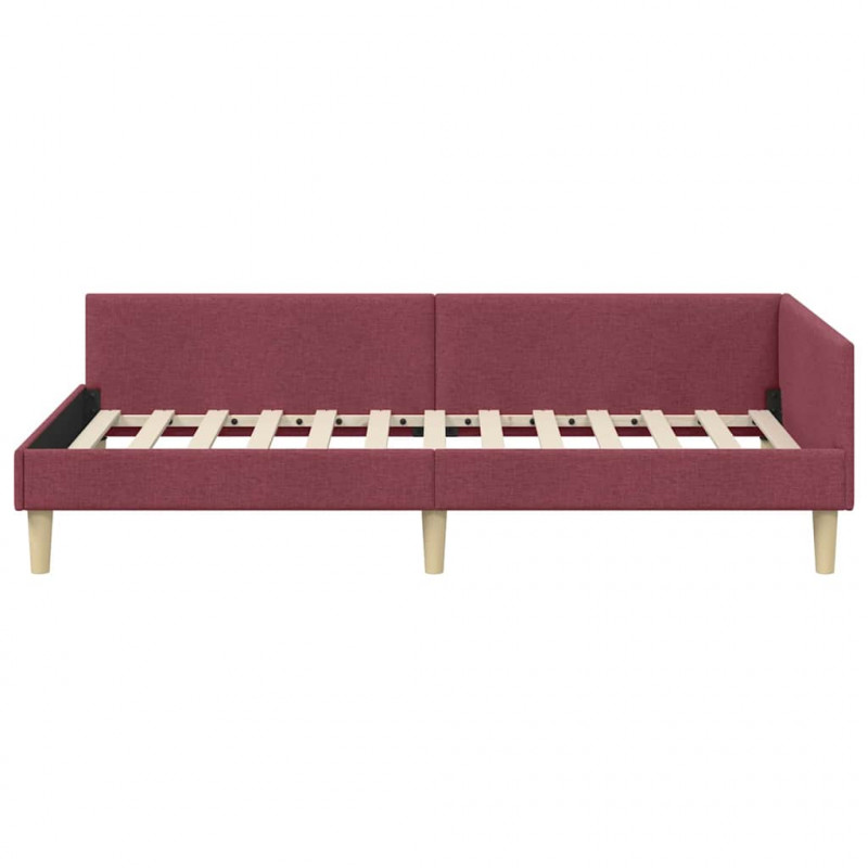 Rama łóżka narożnego Czerwone wino 100 x 200 cm tkanina