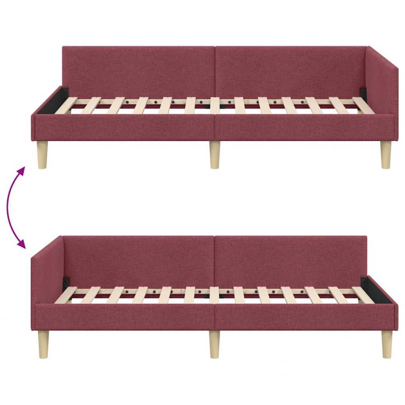 Rama łóżka narożnego Czerwone wino 100 x 200 cm tkanina