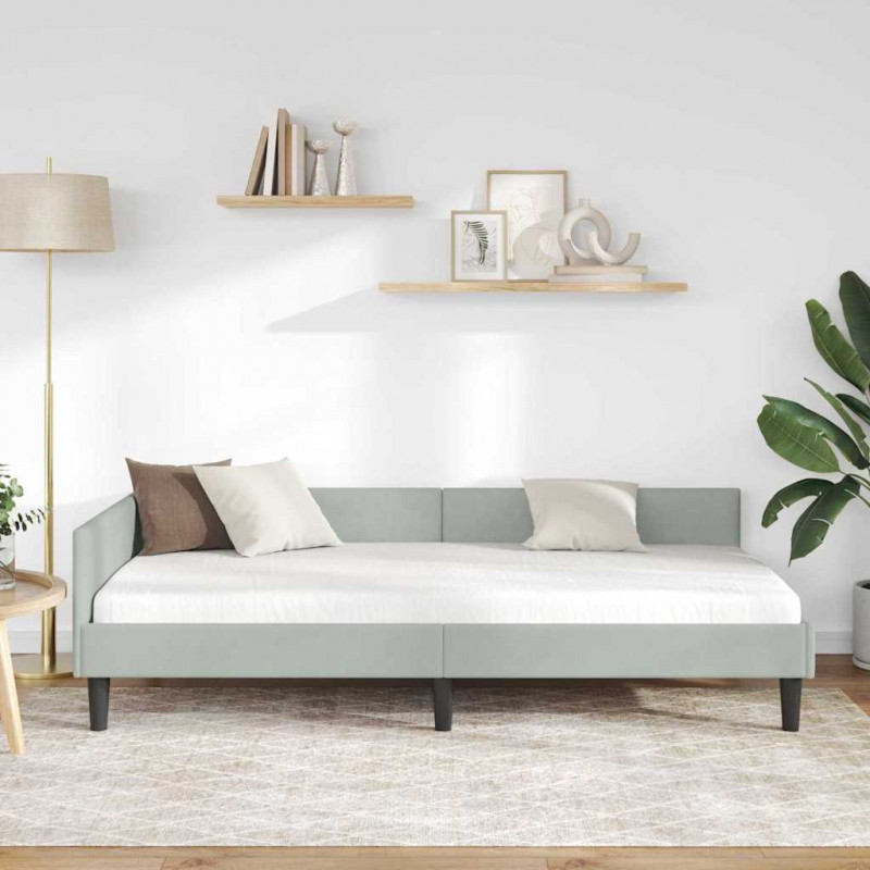 Rama łóżka narożnego Jasnoszary 80 cm x 200 cm Aksamit