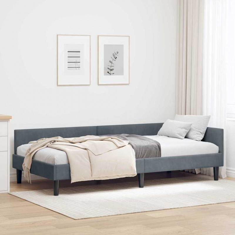 Rama łóżka narożnego Ciemnoszary 80 cm x 200 cm Aksamit