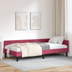 Rama łóżka narożnego Czerwone wino 80 cm x 200 cm Aksamit