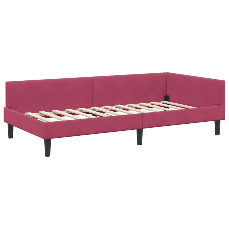 Rama łóżka narożnego Czerwone wino 80 cm x 200 cm Aksamit