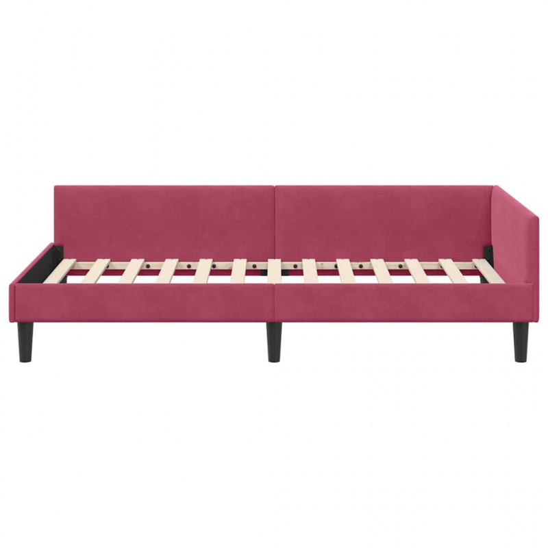 Rama łóżka narożnego Czerwone wino 80 cm x 200 cm Aksamit