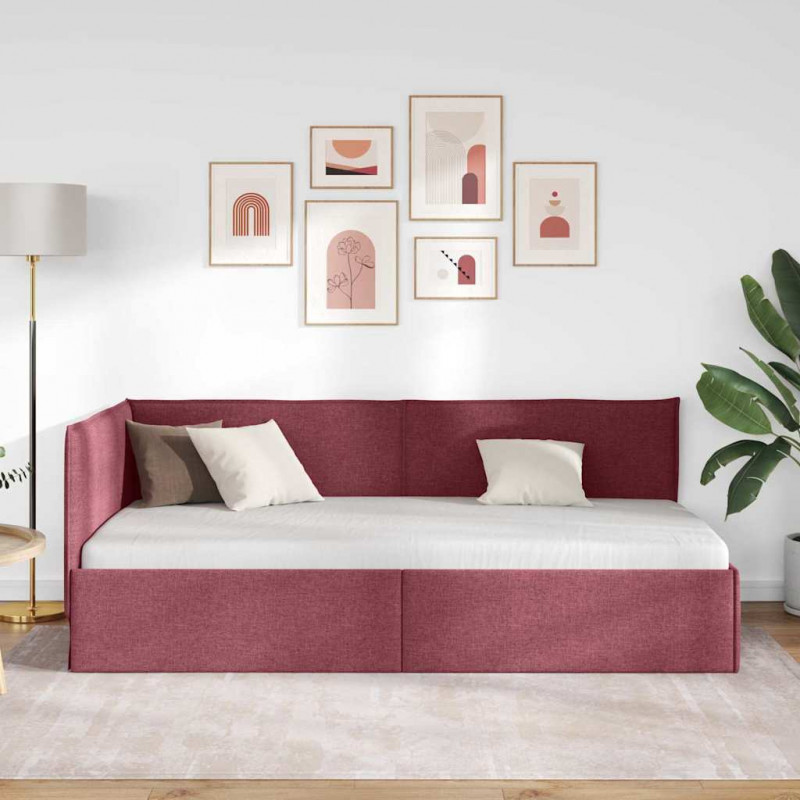 Rama łóżka narożnego Czerwone wino 90 x 200 cm tkanina