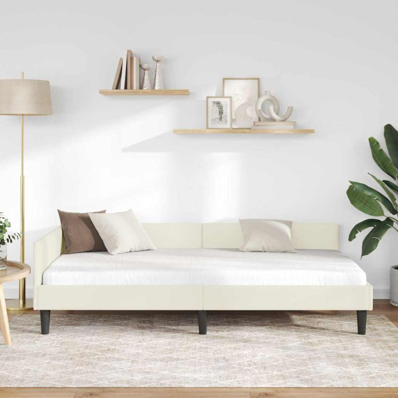 Rama łóżka narożnego Kremowy 80 cm x 200 cm Aksamit