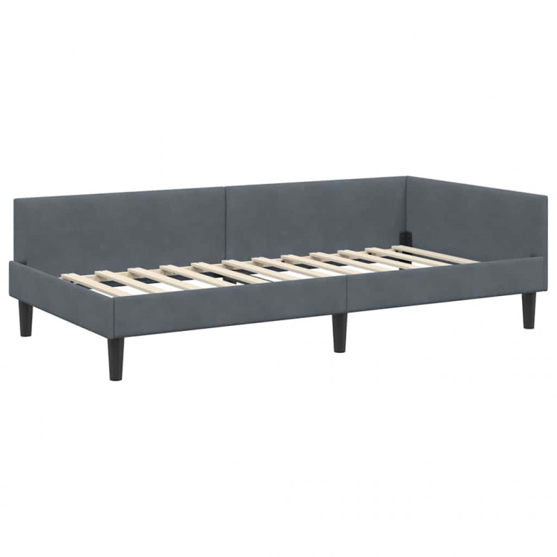 Rama łóżka narożnego Ciemnoszary 90 cm x 200 cm Aksamit