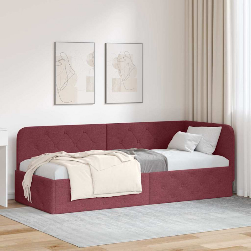 Rama łóżka narożnego Czerwone wino 80 x 200 cm tkanina