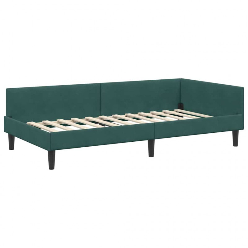 Rama łóżka narożnego Ciemna zieleń 90 cm x 200 cm Aksamit
