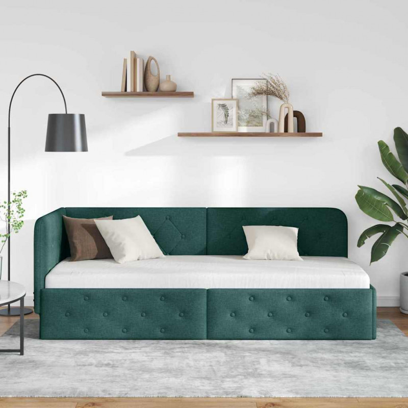 Rama łóżka narożnego Ciemna zieleń 80 x 200 cm tkanina