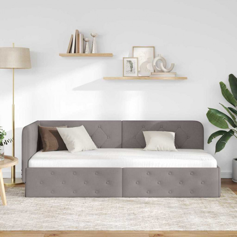 Rama łóżka narożnego Ciemnoszary 80 x 200 cm tkanina