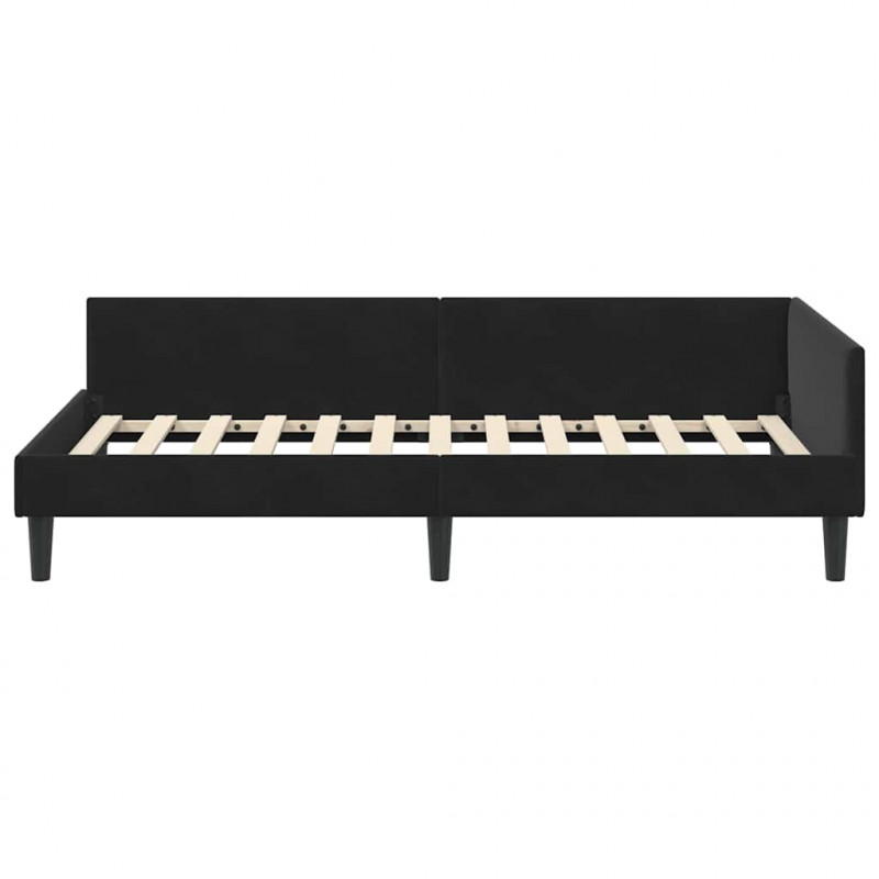 Rama łóżka narożnego Z zagłówkiem Czarny 90 cm x 200 cm Aksamit