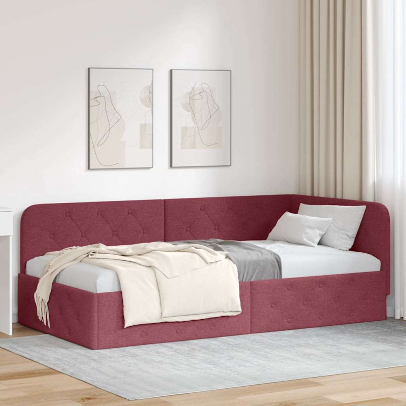 Rama łóżka narożnego Czerwone wino 90 x 190 cm tkanina