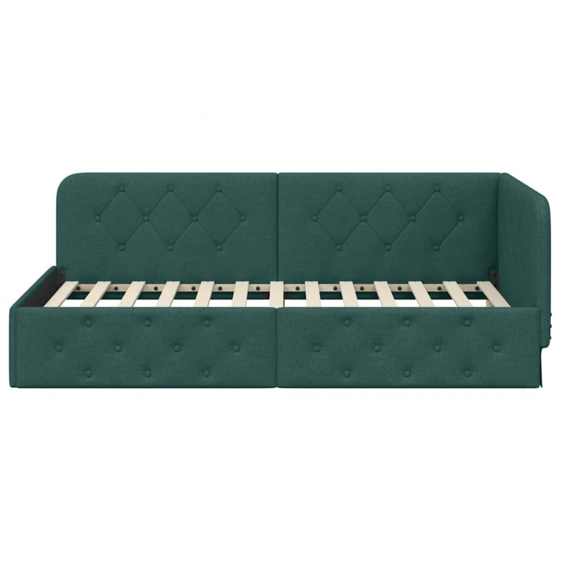 Rama łóżka narożnego Ciemna zieleń 90 x 190 cm tkanina