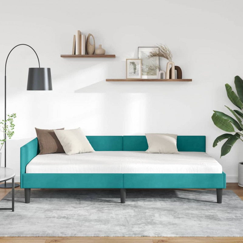 Rama łóżka narożnego Turkusowy 90 cm x 200 cm Aksamit