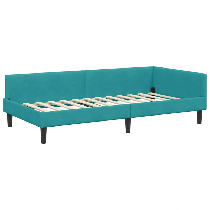 Rama łóżka narożnego Turkusowy 90 cm x 200 cm Aksamit