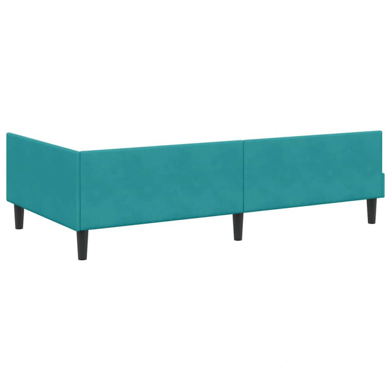 Rama łóżka narożnego Turkusowy 90 cm x 200 cm Aksamit