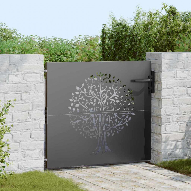 Brama ogrodowa Czarny 85 x 100 cm Stal Malowana Proszkowo