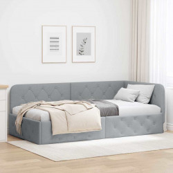 Rama łóżka narożnego Jasnoszary 90 x 200 cm tkanina