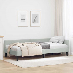 Rama łóżka narożnego Jasnoszary 100 cm x 200 cm Aksamit