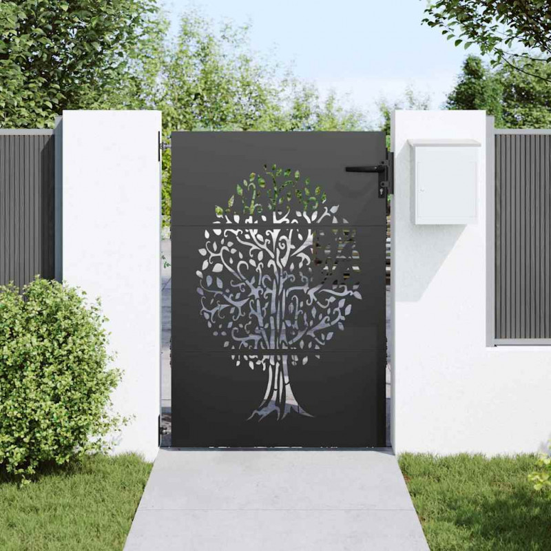 Brama ogrodowa Czarny 85 x 125 cm Stal Malowana Proszkowo