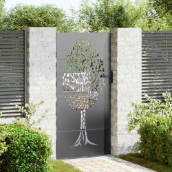 Brama ogrodowa Czarny 85 x 175 cm Stal Malowana Proszkowo
