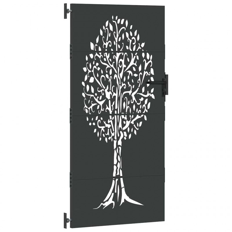 Brama ogrodowa Czarny 85 x 175 cm Stal Malowana Proszkowo