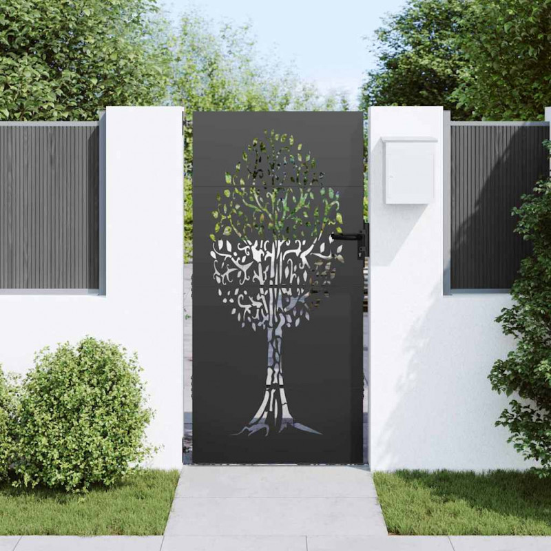 Brama ogrodowa Czarny 85 x 200 cm Stal Malowana Proszkowo