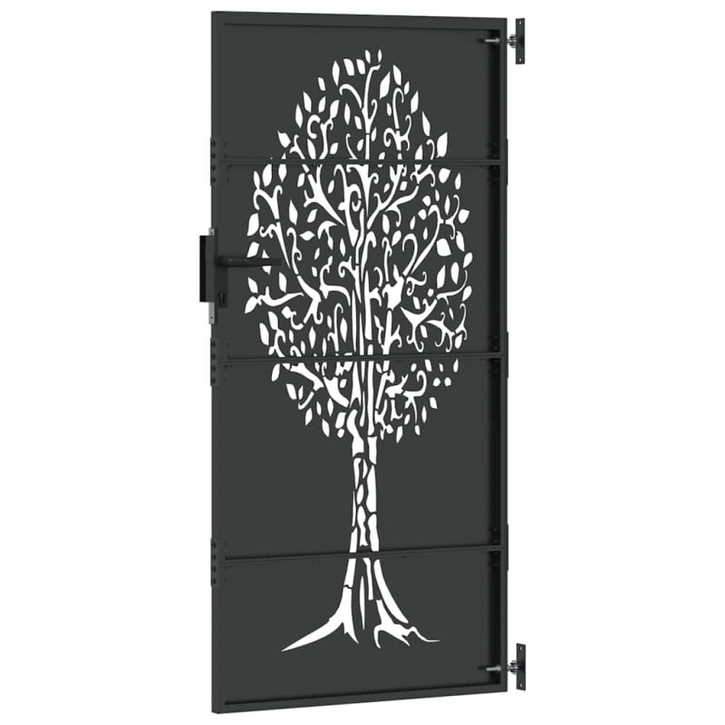 Brama ogrodowa Czarny 85 x 200 cm Stal Malowana Proszkowo
