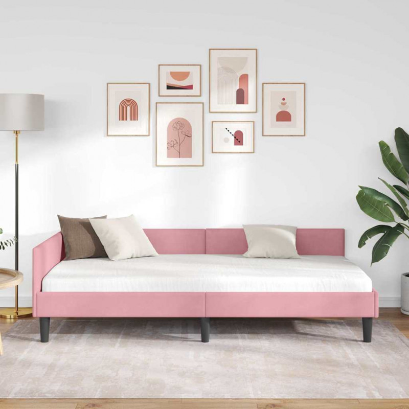 Rama łóżka narożnego Różowy 100 cm x 200 cm Aksamit