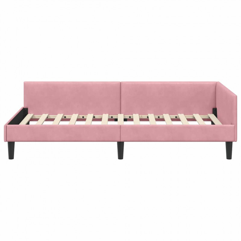 Rama łóżka narożnego Różowy 100 cm x 200 cm Aksamit