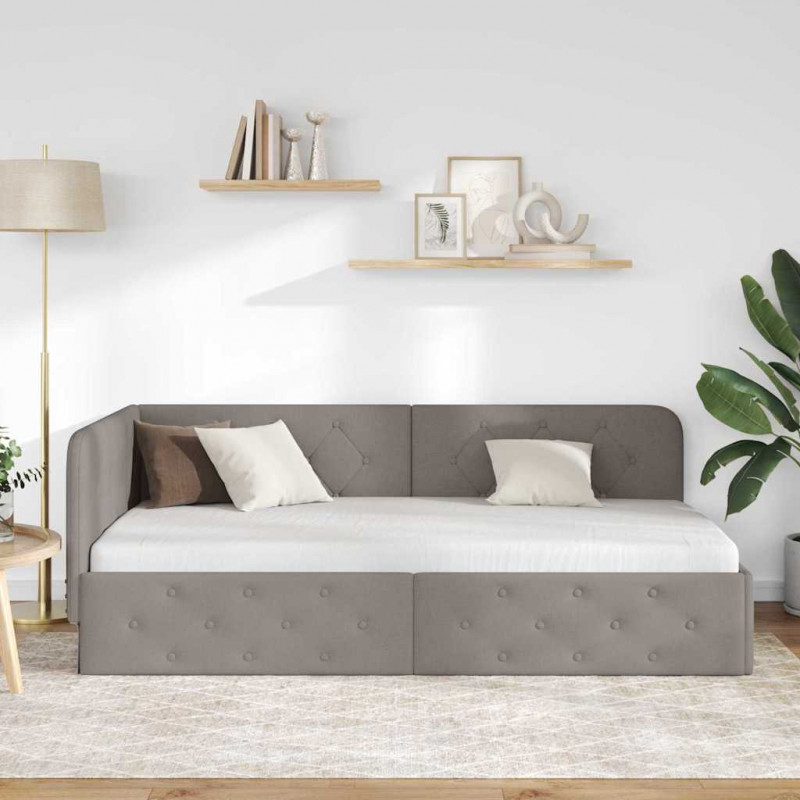 Rama łóżka narożnego Ciemnoszary 90 x 200 cm tkanina